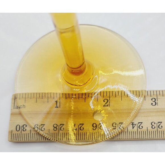 Vintage Amber Glass Wine Goblets With Etched Floral Design Set of 4 MCM - Picture 10 of 10